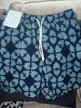 Target Navy and Light Blue Floral Swim Trunks